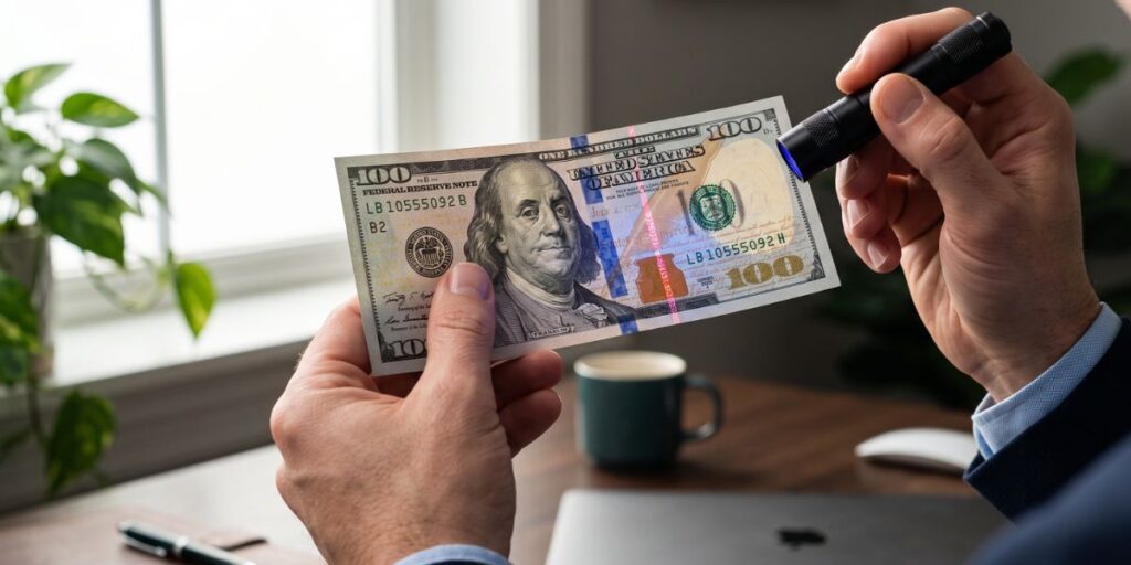 how to tell if a 100 dollar bill is real