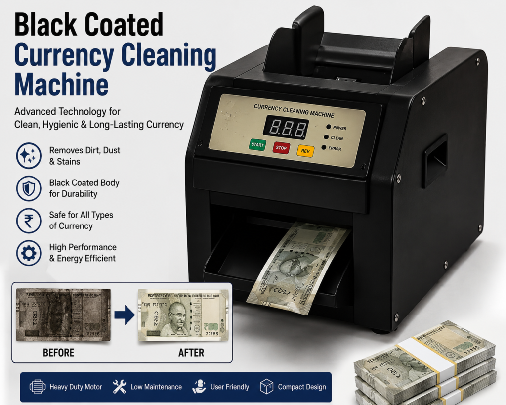 Black Coated Currency Cleaning Machine